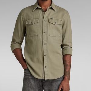 Men’s G-star raw green denim long sleeve button down